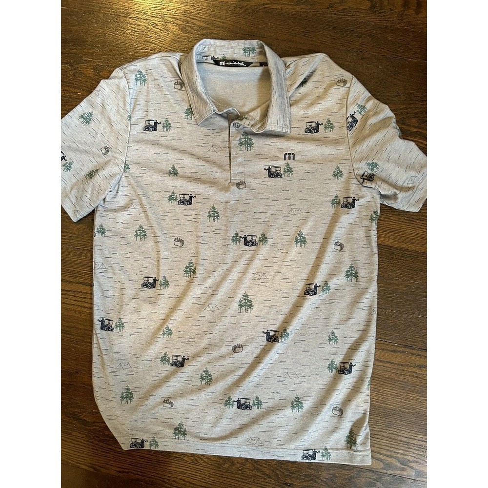 Travis Mathew Polo Shirt Mens Large Gray Short Sleeve Golf Cart RIM Racks Logo